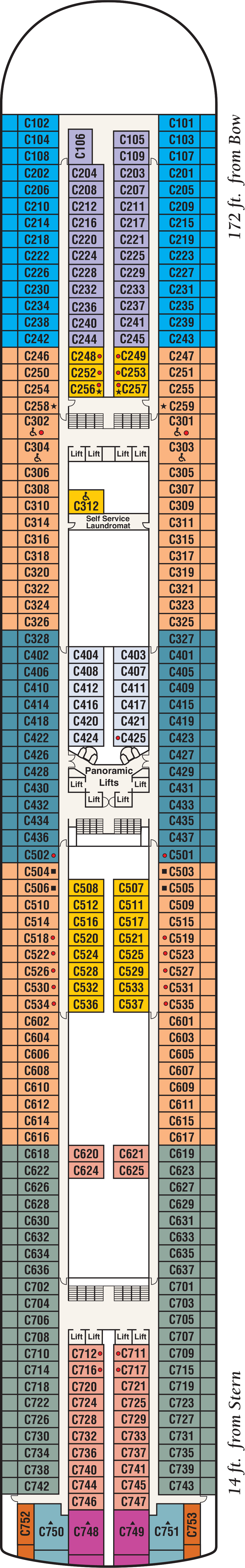 Caribe (Deck 10) deck plan for Crown Princess
