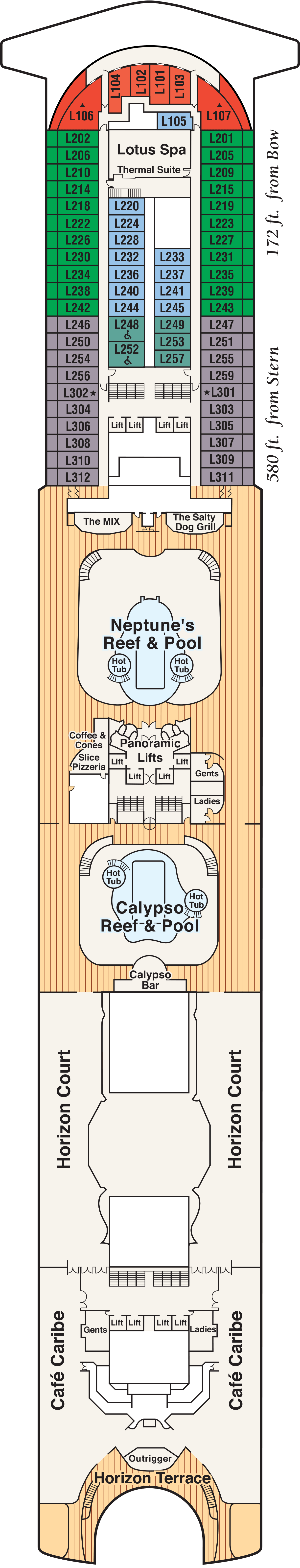 Lido (Deck 15) deck plan for Crown Princess