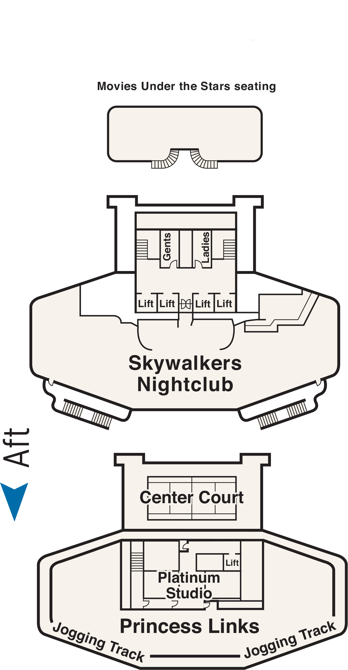Sky/Star (Deck 18/19) deck plan for Crown Princess