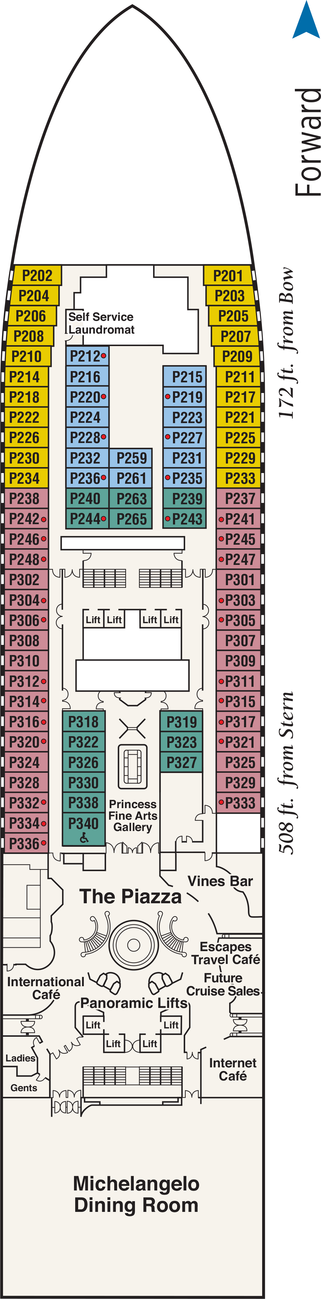 Plaza (Deck 5) deck plan for Crown Princess