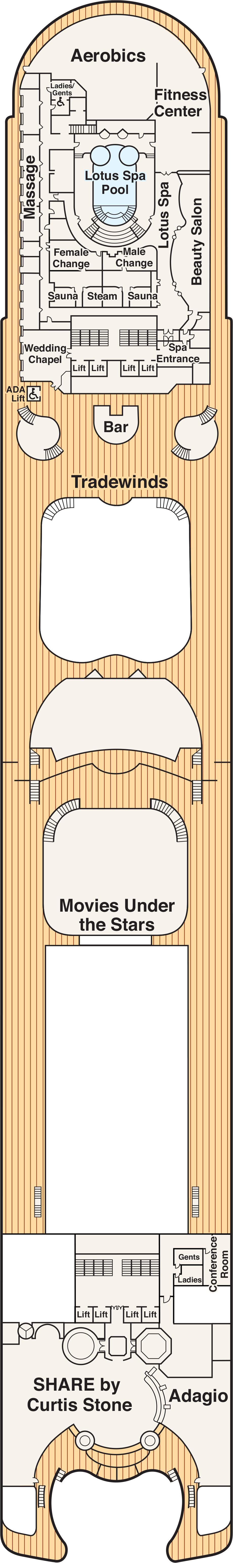 Sun (Deck 16) deck plan for Emerald Princess