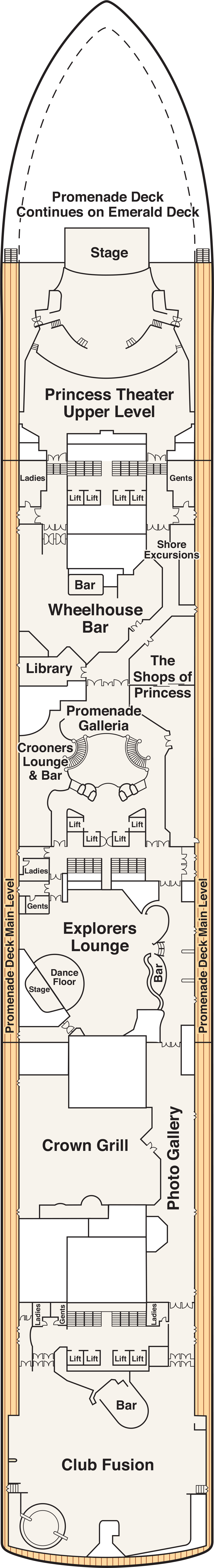 Promenade (Deck 7) deck plan for Emerald Princess