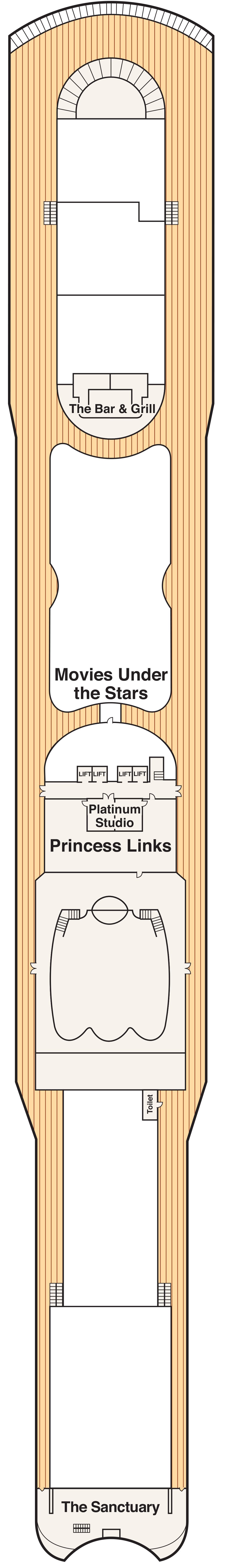 Sun (Deck 15) deck plan for Coral Princess