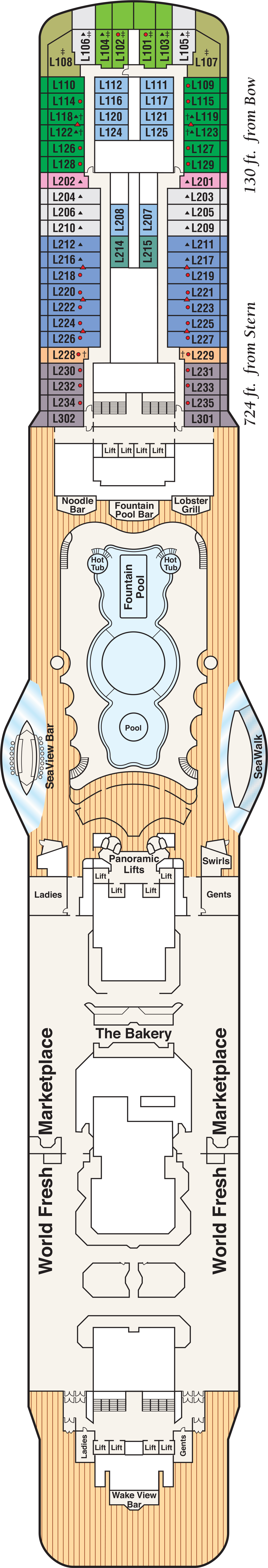 Lido (Deck 16) deck plan for Majestic Princess