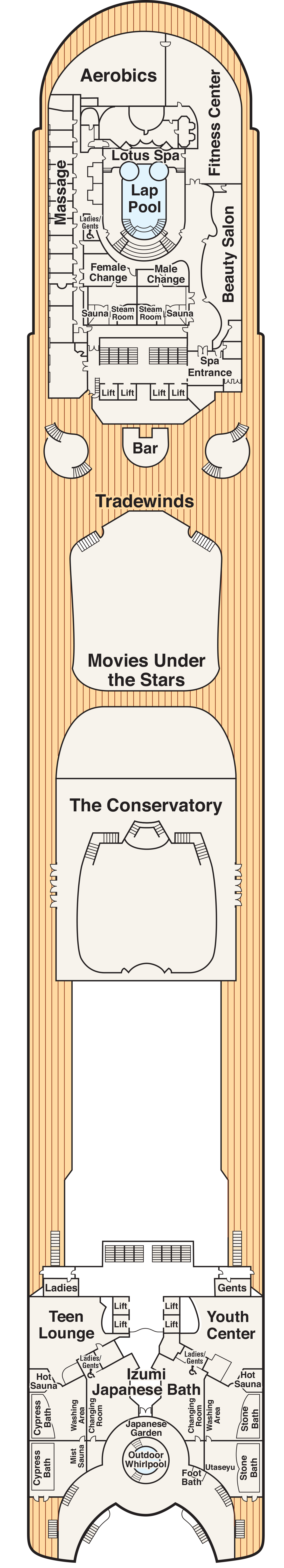 Sun (Deck 15) deck plan for Diamond Princess