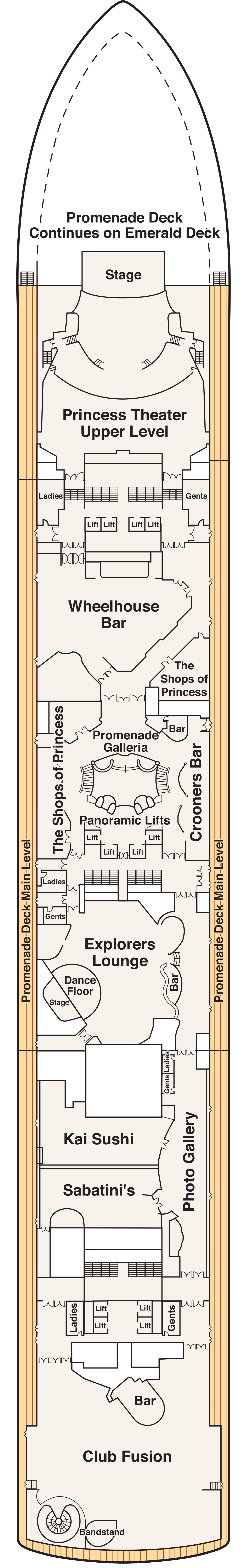 Promenade (Deck 7) deck plan for Diamond Princess