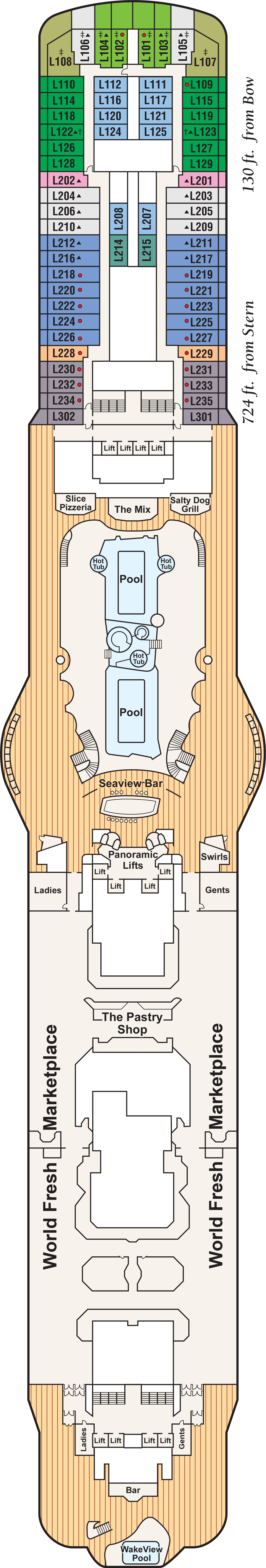 Lido (Deck 16) deck plan for Enchanted Princess