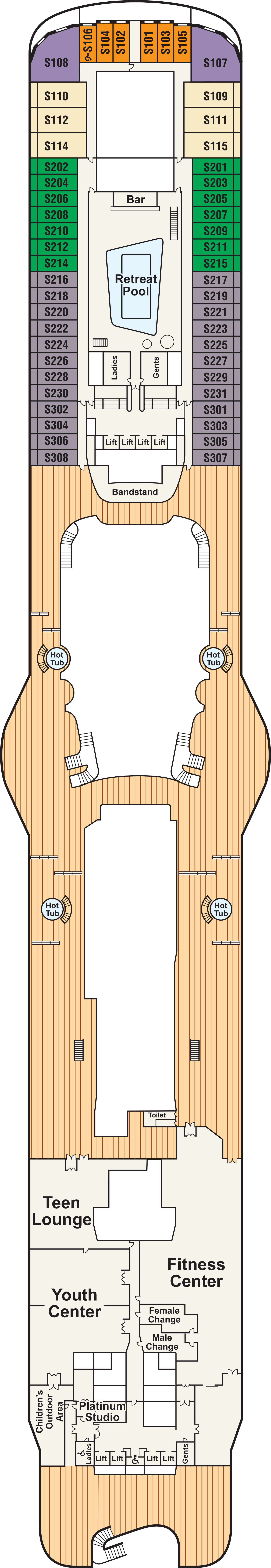 Sun (Deck 17) deck plan for Enchanted Princess
