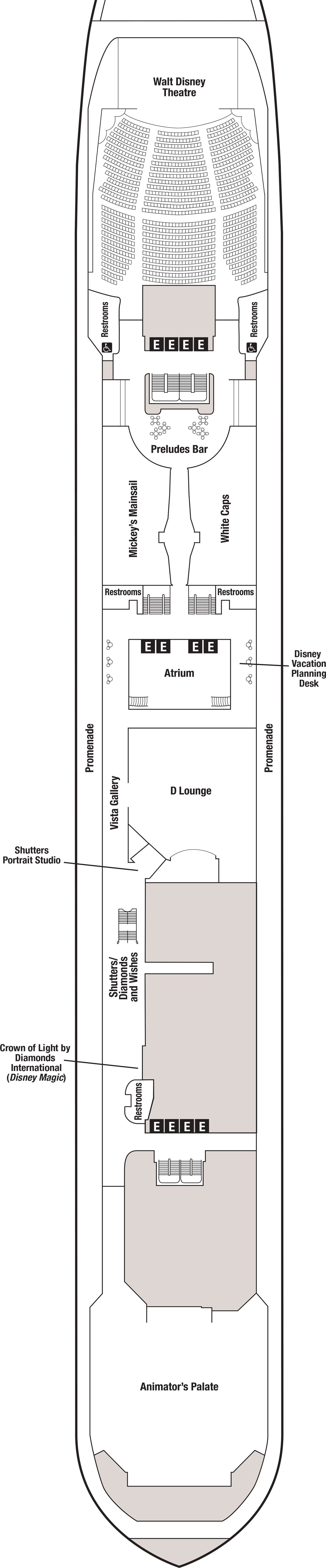 Deck 4 deck plan for Disney Magic