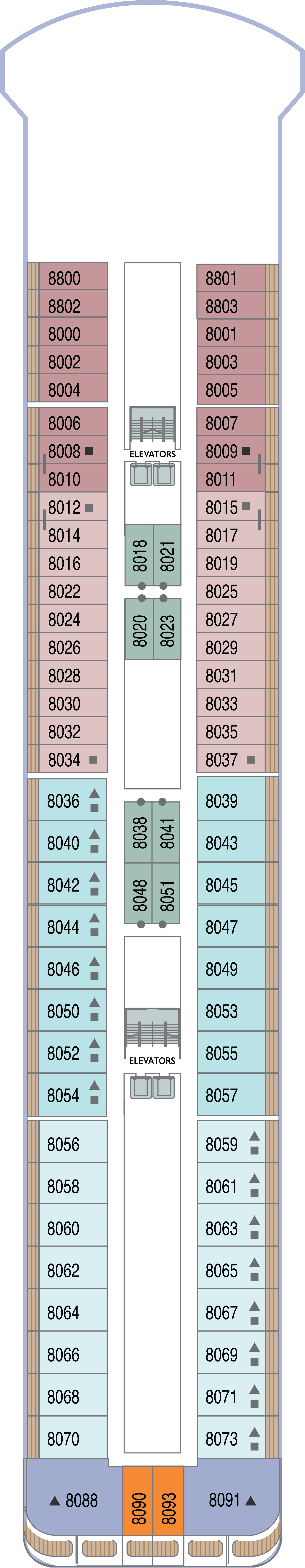 Deck 8 deck plan for Azamara Quest