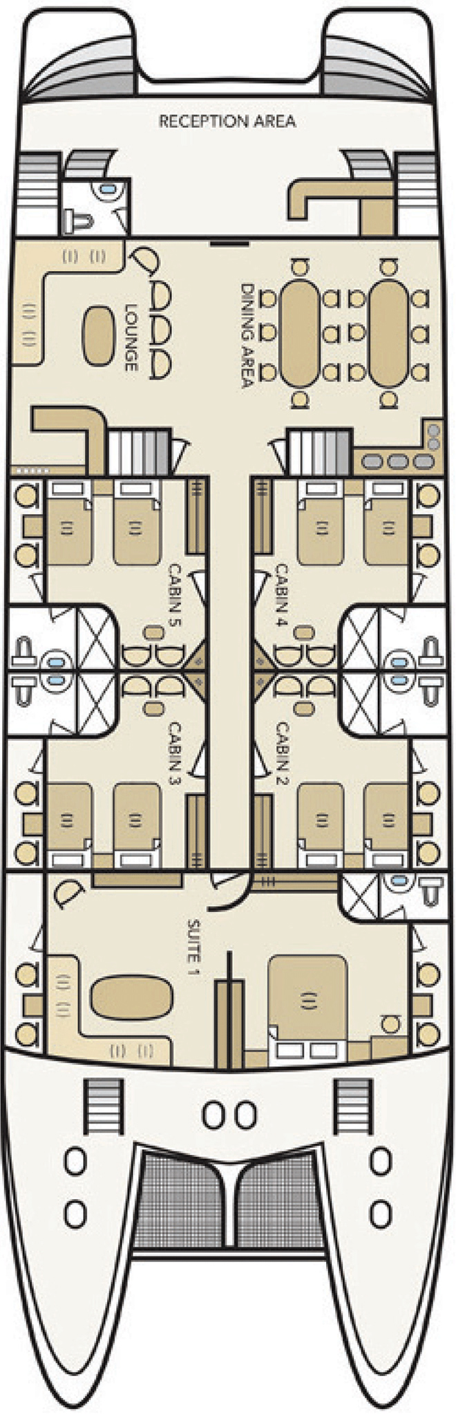 Main (Deck 1) deck plan for Treasure of Galapagos 