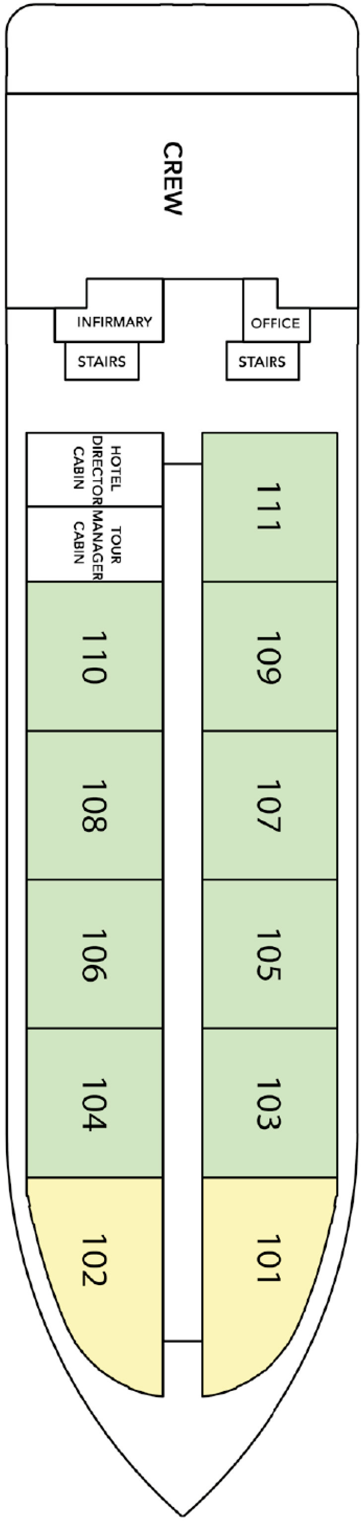Main (Deck 1) deck plan for Delfin III