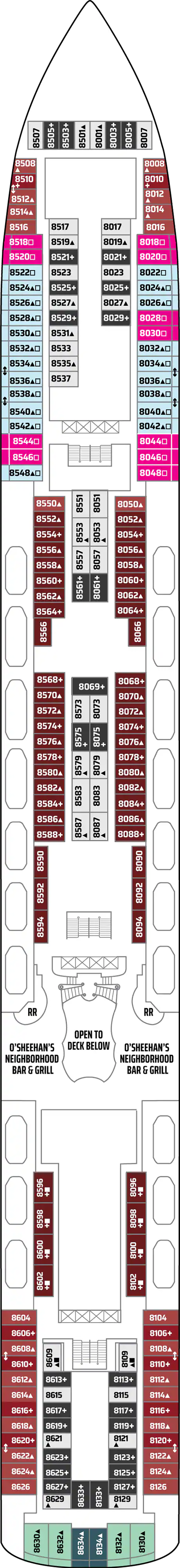 Deck 8 deck plan for Norwegian Jewel