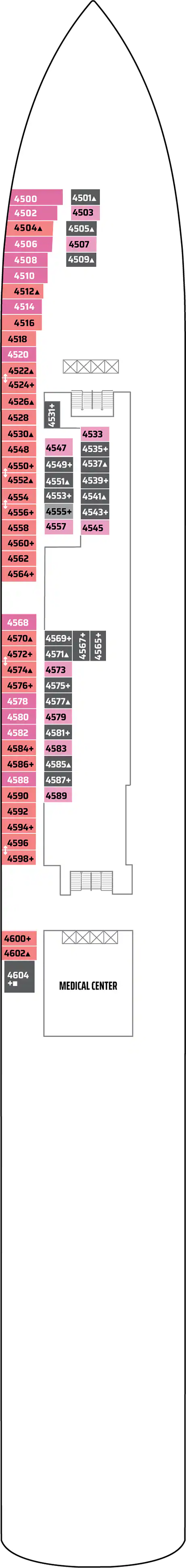 Deck 4 deck plan for Norwegian Pearl