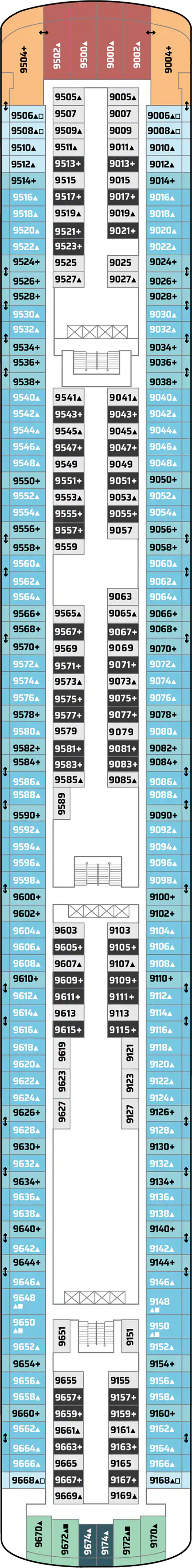 Deck 9 deck plan for Norwegian Pearl