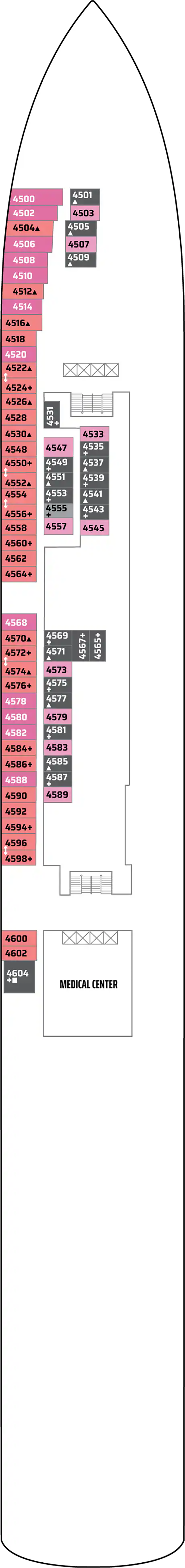 Deck 4 deck plan for Norwegian Gem