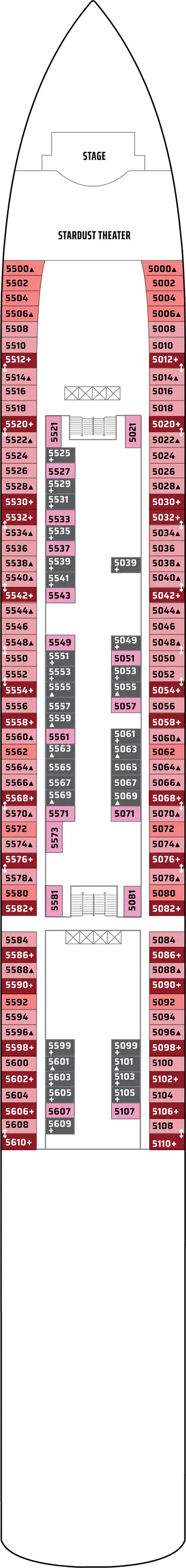 Deck 5 deck plan for Norwegian Gem