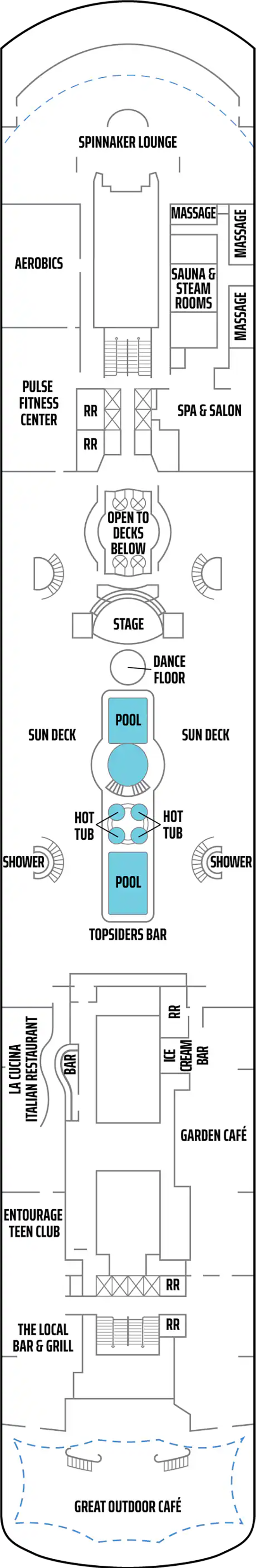 Pool Deck (Deck 11) deck plan for Norwegian Sky