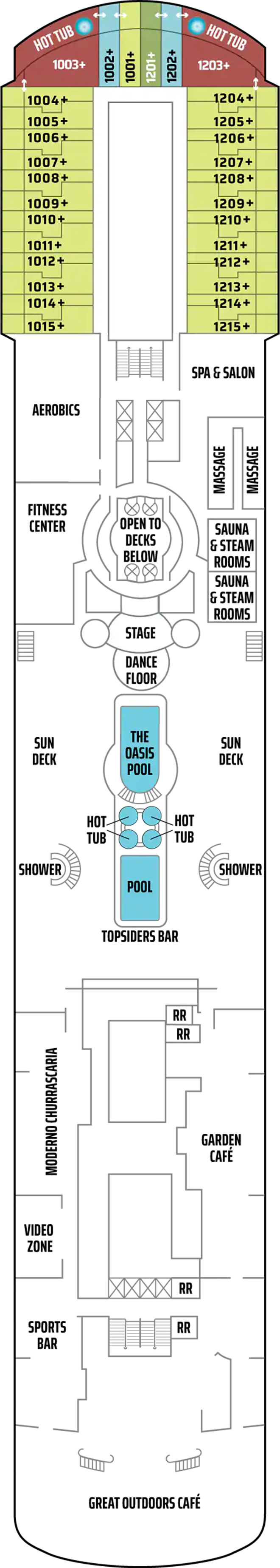 Pool Deck (Deck 11) deck plan for Norwegian Sun