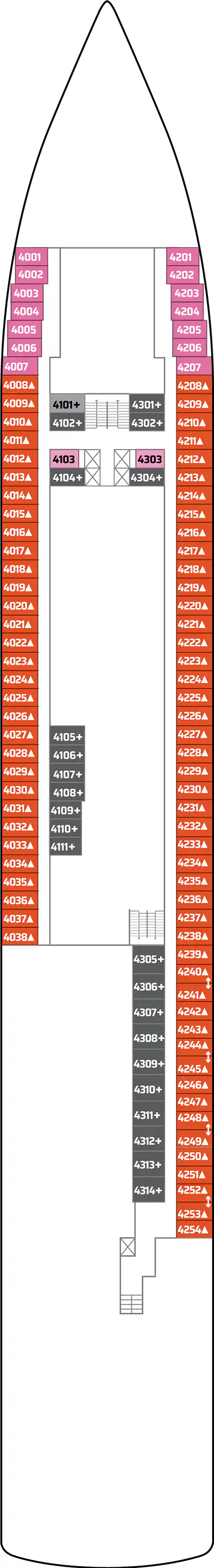 Biscayne (Deck 4) deck plan for Norwegian Sun