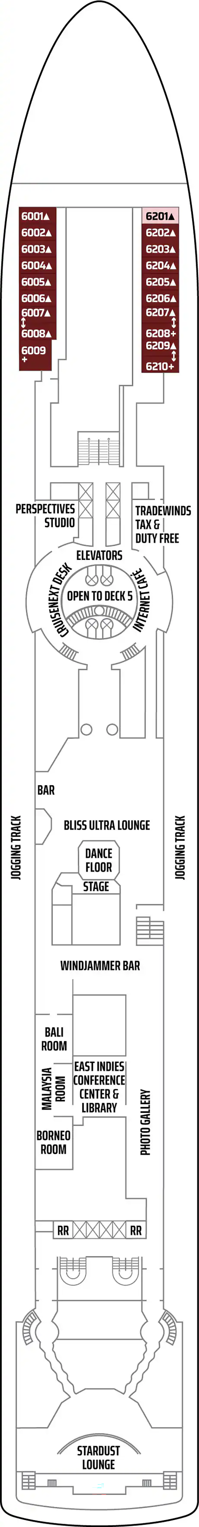 Promenade (Deck 6) deck plan for Norwegian Sun