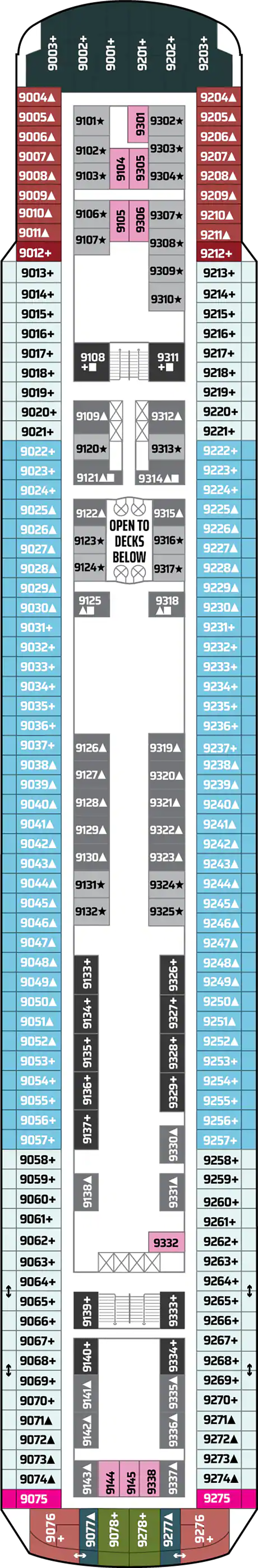 Fjord (Deck 9) deck plan for Norwegian Sun