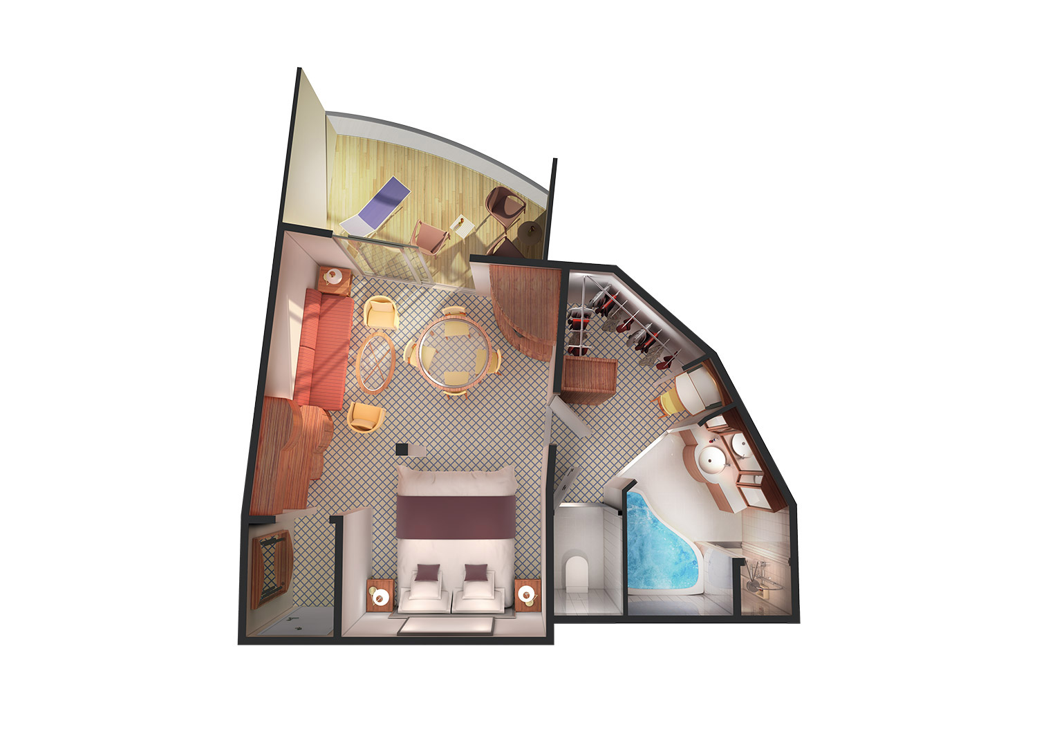 Forward-Facing Penthouse with Balcony - Schematic