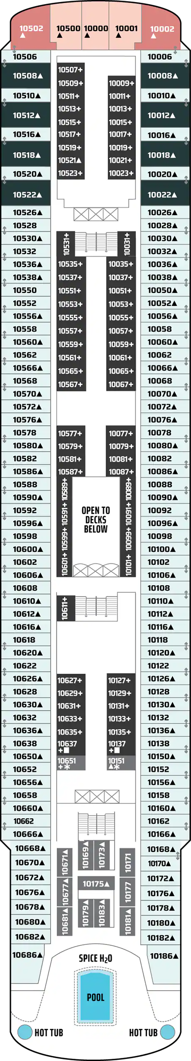 Deck 10 deck plan for Norwegian Spirit