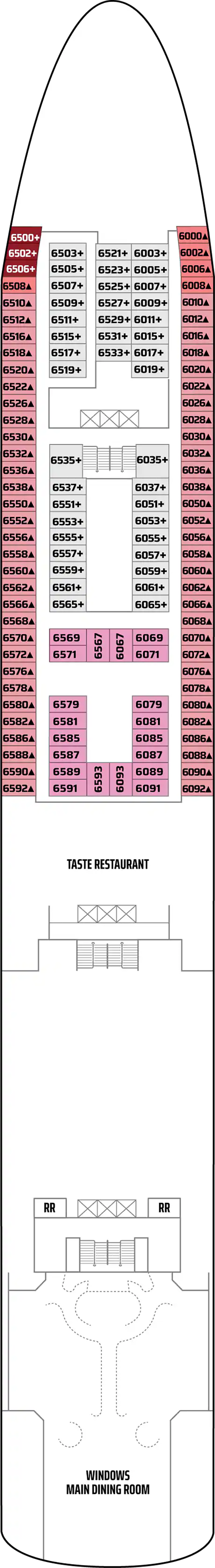 Deck 6 deck plan for Norwegian Spirit