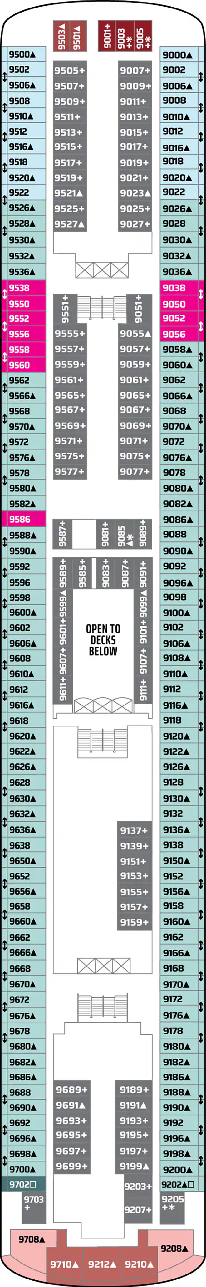 Deck 9 deck plan for Norwegian Spirit