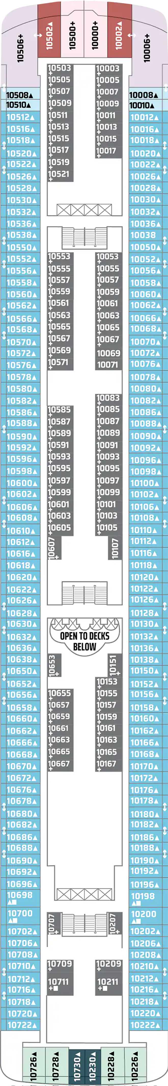 Deck 10 deck plan for Norwegian Dawn