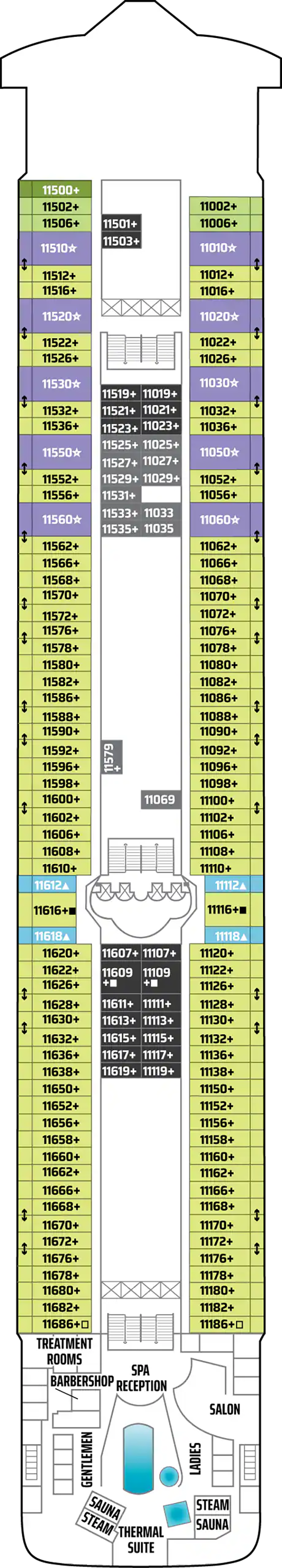Deck 11 deck plan for Norwegian Dawn