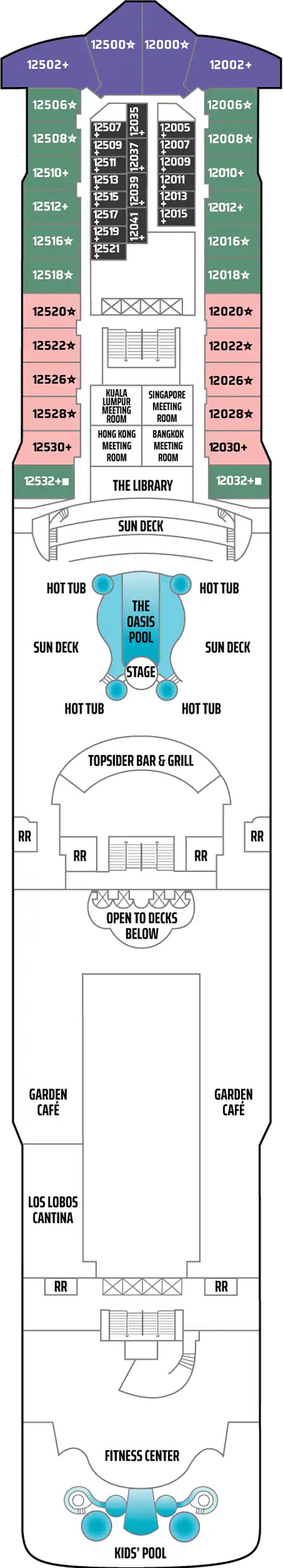 Deck 12 deck plan for Norwegian Dawn