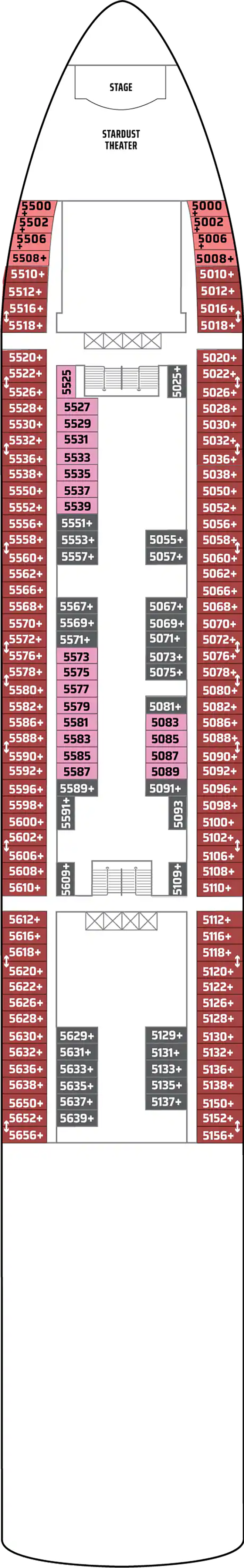 Deck 5 deck plan for Norwegian Dawn
