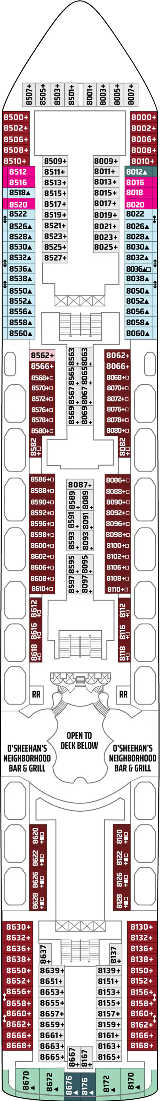 Deck 8 deck plan for Norwegian Dawn