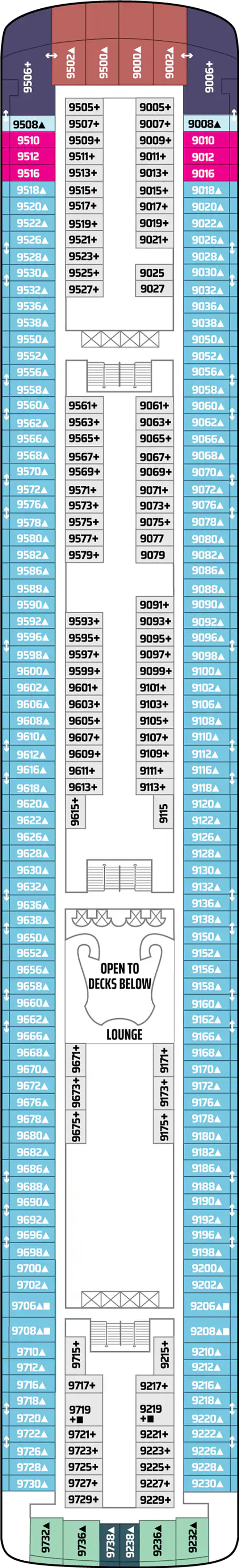 Deck 9 deck plan for Norwegian Dawn