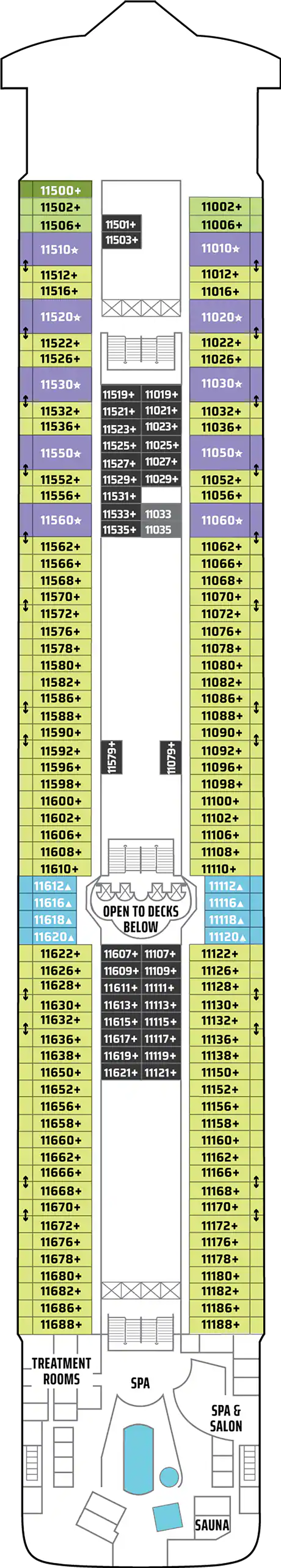 Deck 11 deck plan for Norwegian Star