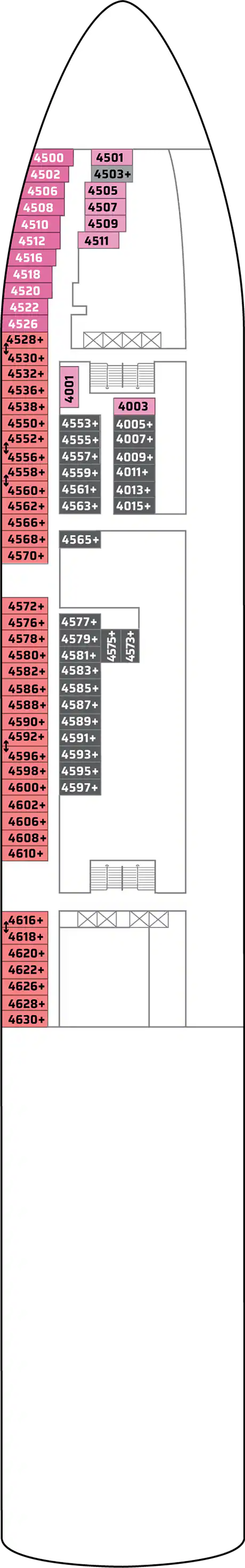 Deck 4 deck plan for Norwegian Star