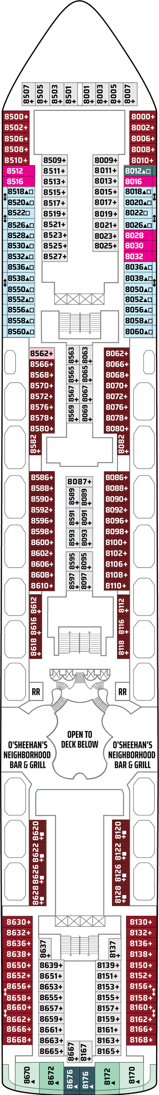 Deck 8 deck plan for Norwegian Star