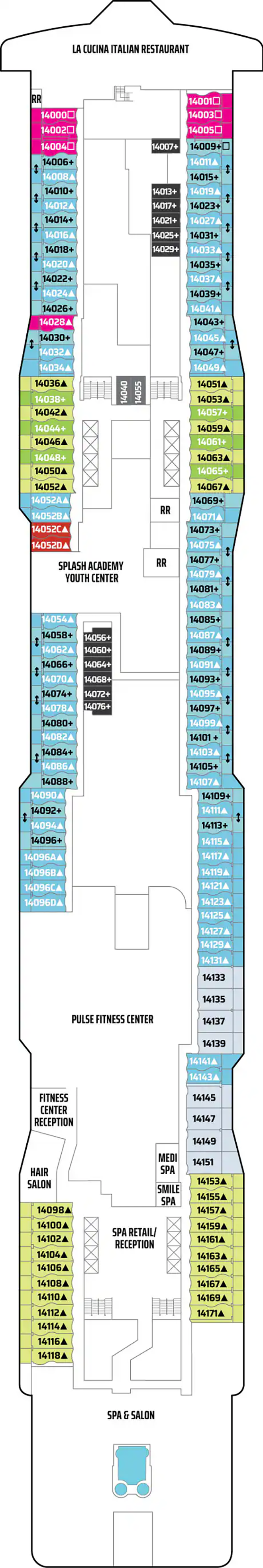 Deck 14 deck plan for Norwegian Epic