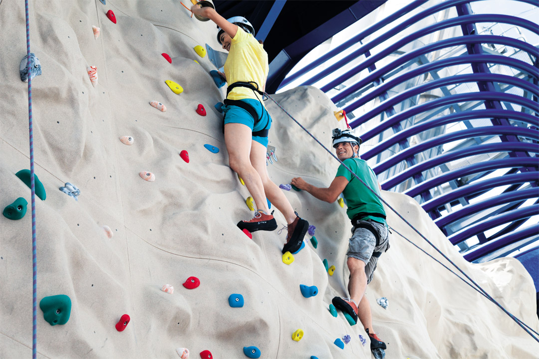  The rock-climbing wall onboard <em>Norwegian Epic</em> is just another example of a thrilling activity available onboard this ship! 