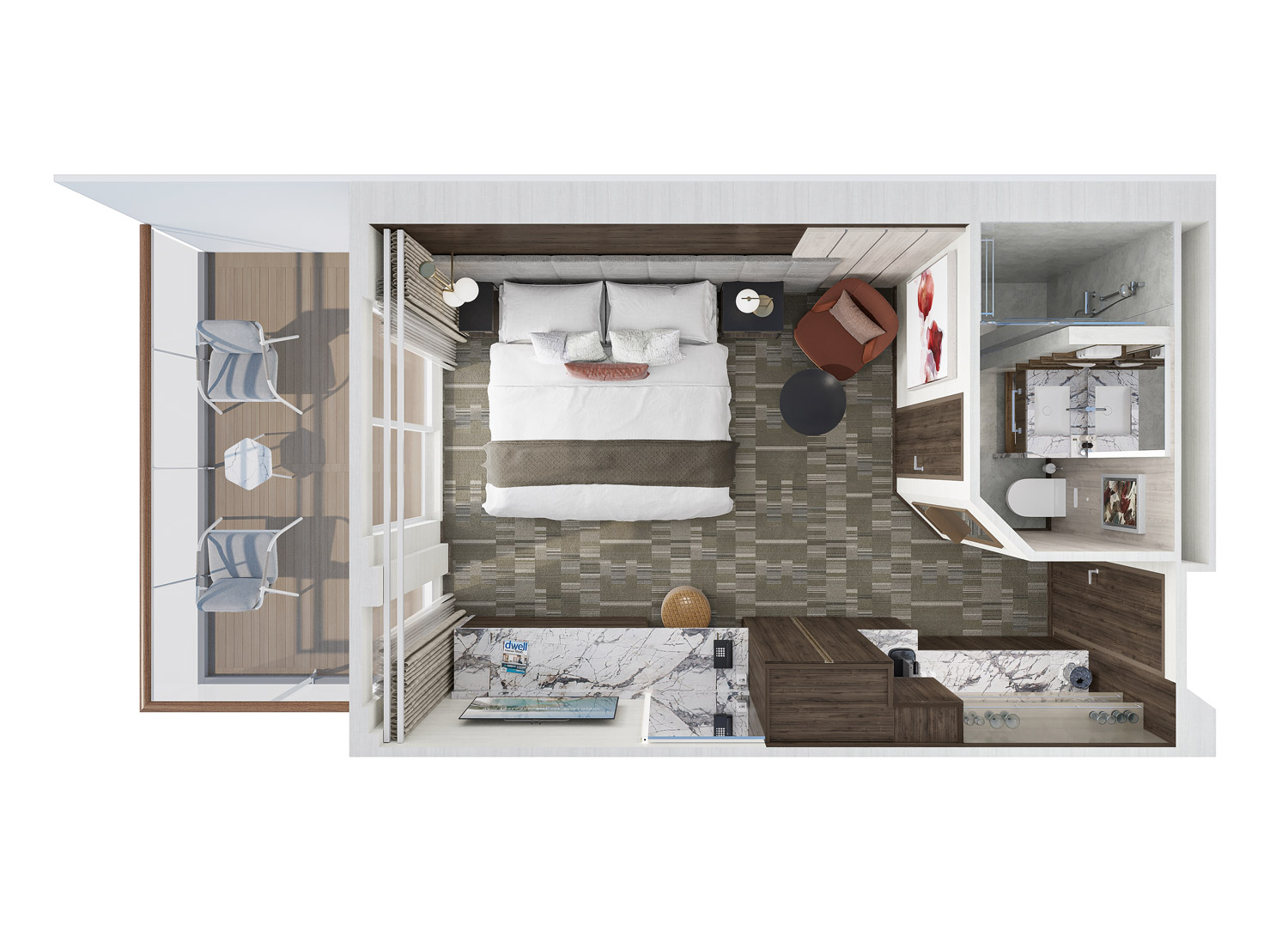 The Haven Aft-Facing Penthouse with Balcony - Schematic