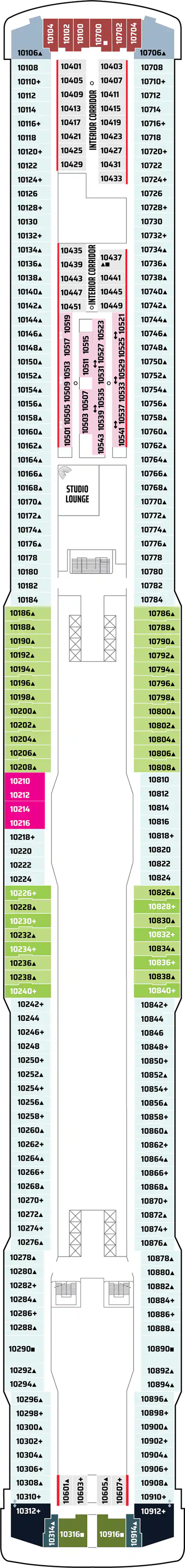 Deck 10 deck plan for Norwegian Breakaway
