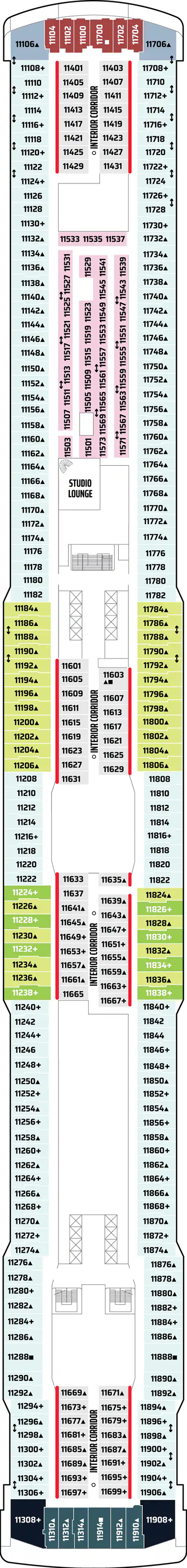 Deck 11 deck plan for Norwegian Breakaway