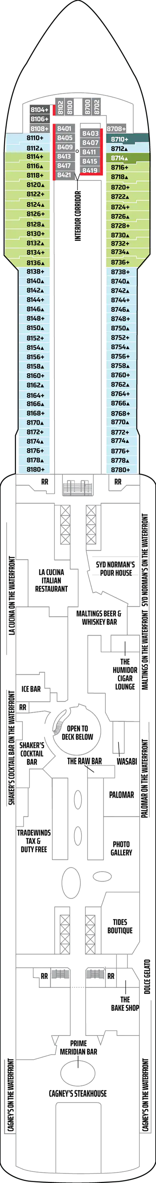Deck 8 deck plan for Norwegian Breakaway
