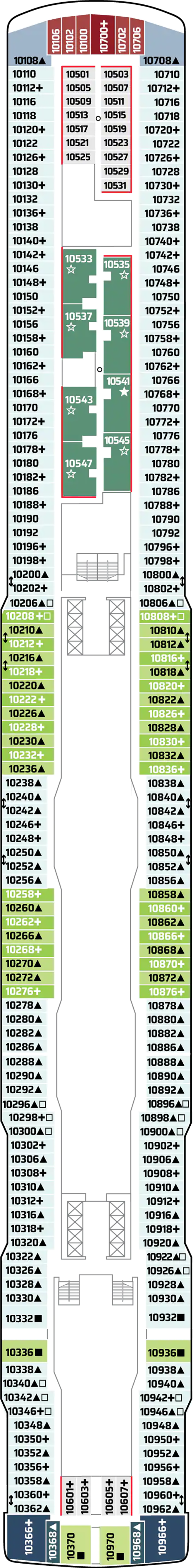 Deck 10 deck plan for Norwegian Joy