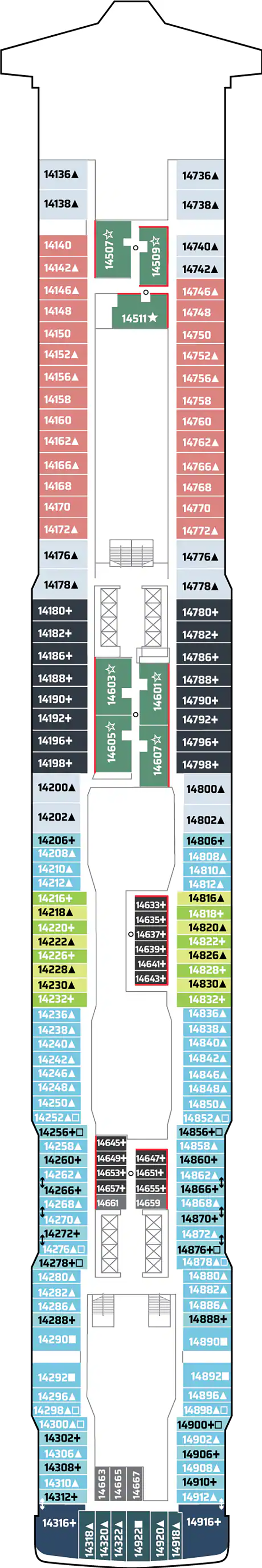 Deck 14 deck plan for Norwegian Joy