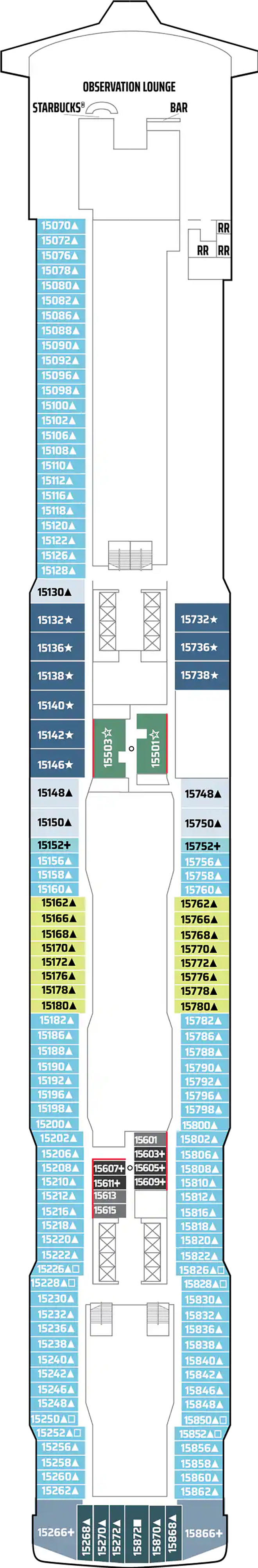 Deck 15 deck plan for Norwegian Joy