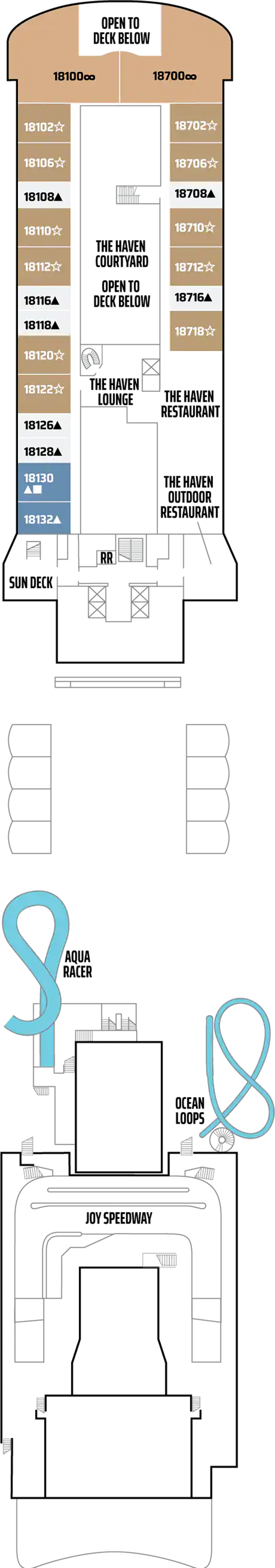 Deck 18 deck plan for Norwegian Joy