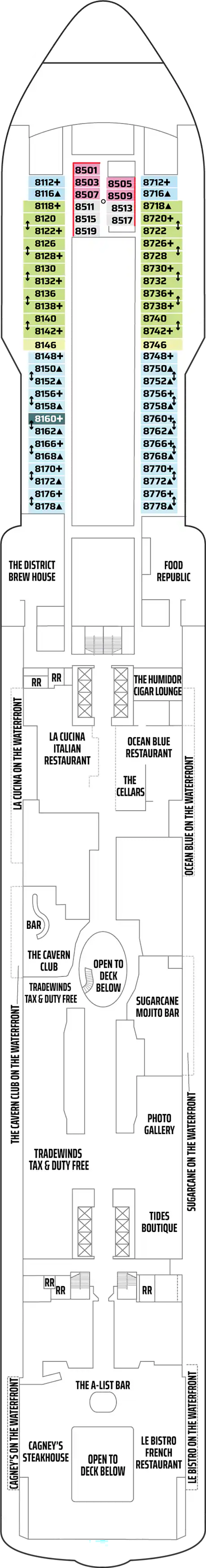 Deck 8 deck plan for Norwegian Joy
